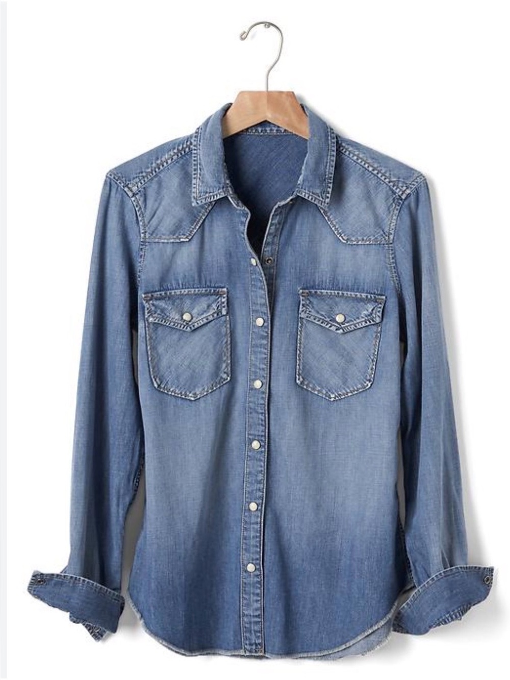 Gap Classic Denim Western Shirt - Light Blue